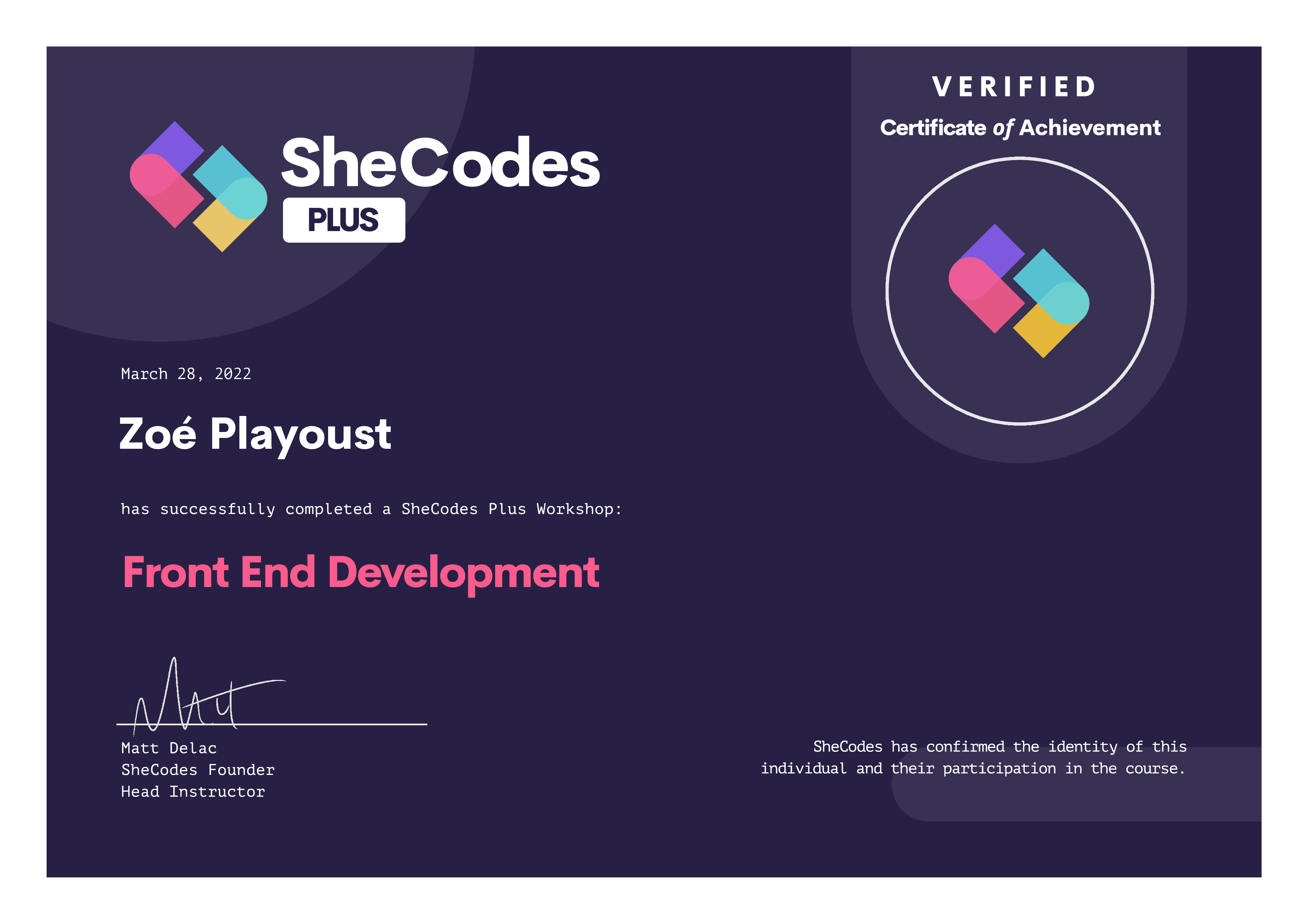 Shecodes plus degree